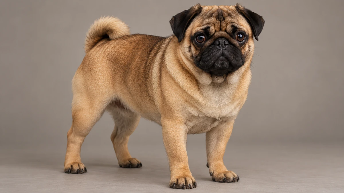 Pug köpek — koyu fawn renk