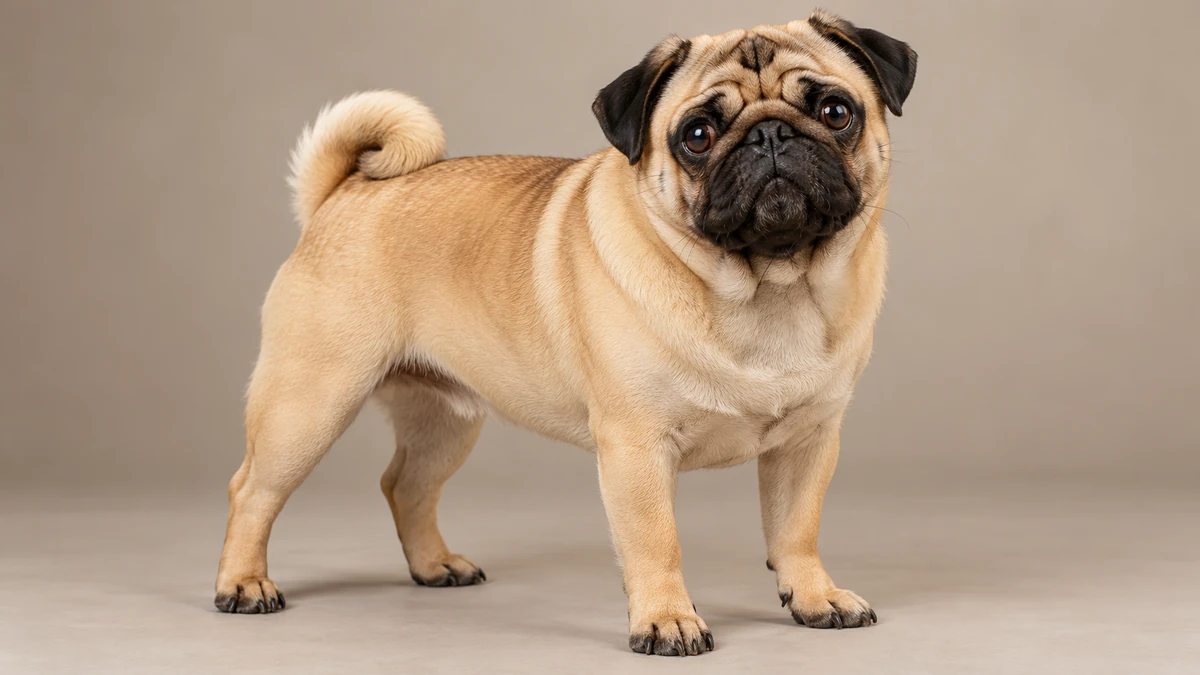 Pug köpek — kayısı fawn renk