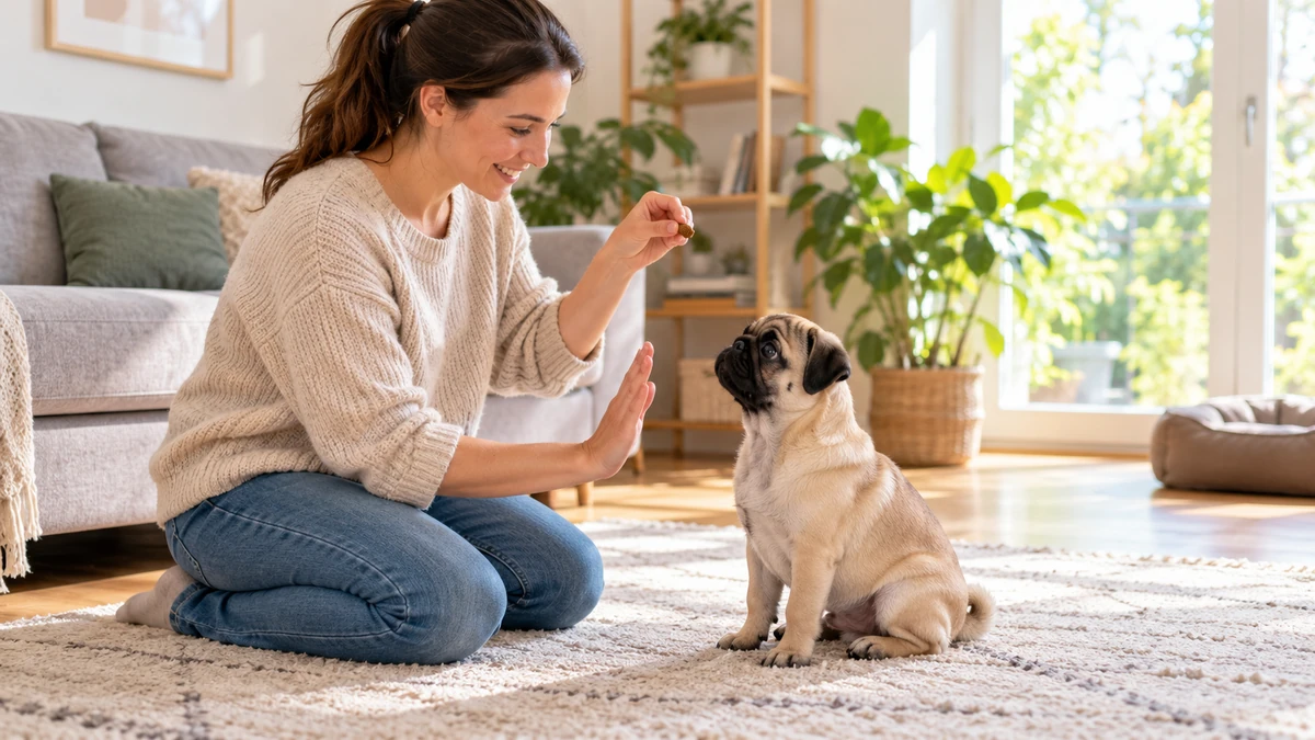 Pug yavru köpek — komut ve eğitim