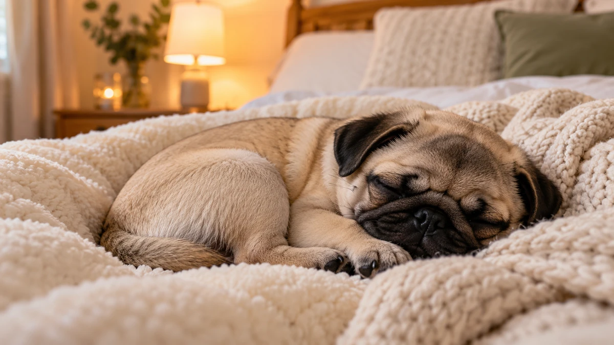 Pug ilan — uyuyan Pug yavru ilan fotoğrafı